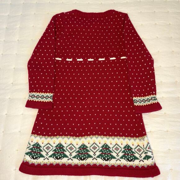 Heirloom by Poly Flinders Fair Isle Sweater Dress Girls 3T | Red Christmas - Picture 6 of 8
